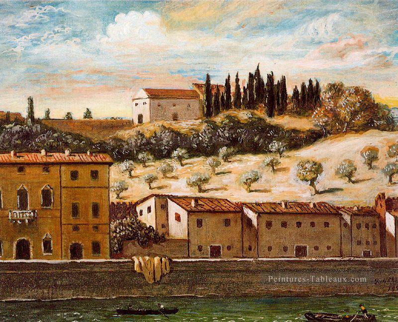 Florence les rives de l’Arno Giorgio de Chirico surréalisme métaphysique Peintures à l'huile